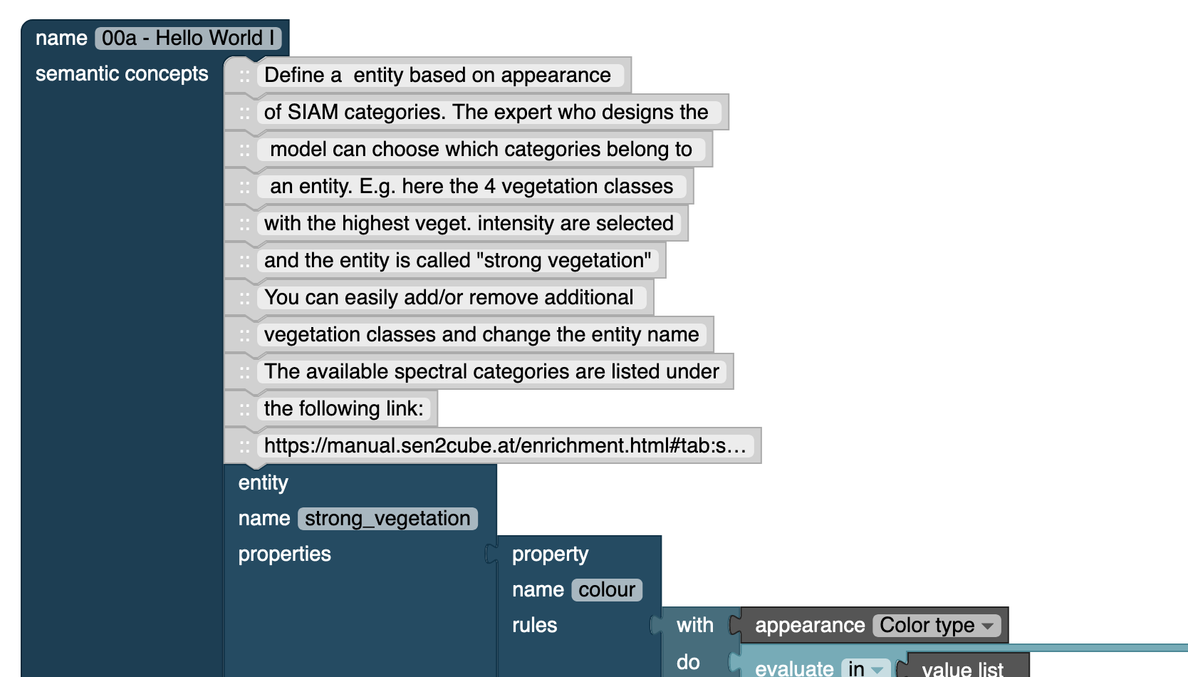 Example of concatenating several comment blocks to describe a model workflow